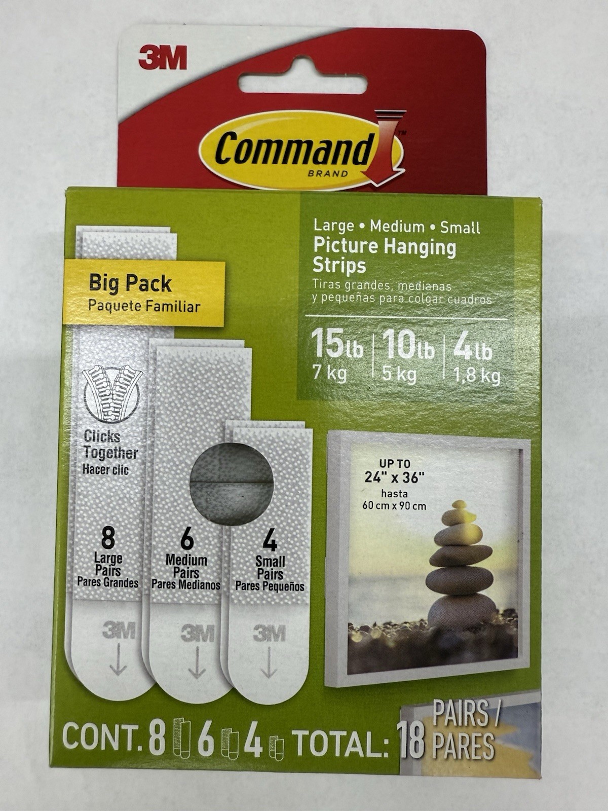 Command Brand 3M Picture Hanging Strips, Large Medium Small 18 Total *BIG PACK gallery