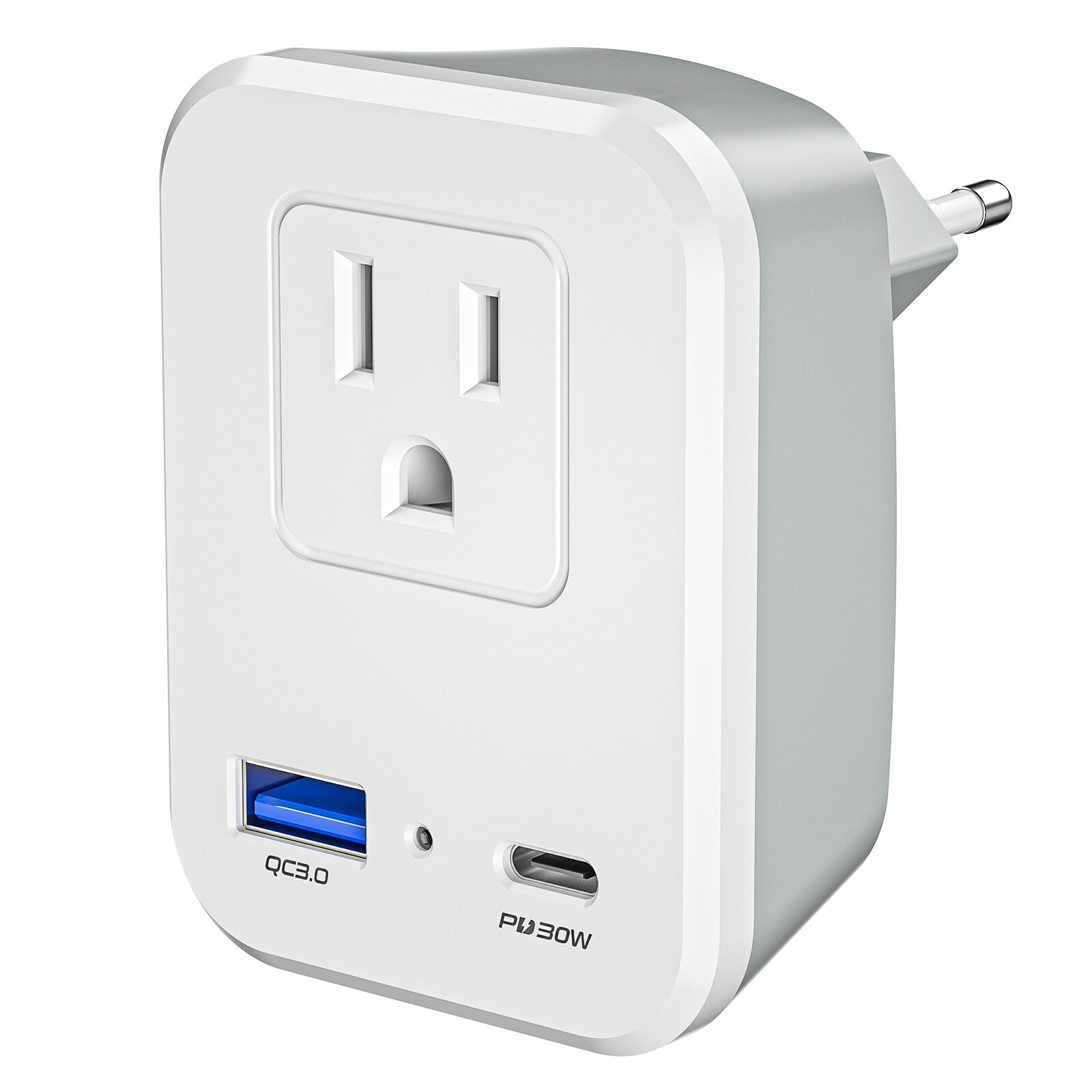 European Plug Adapter Travel Power Plug with 2 Outlets 2 USB Port to Spain Italy gallery