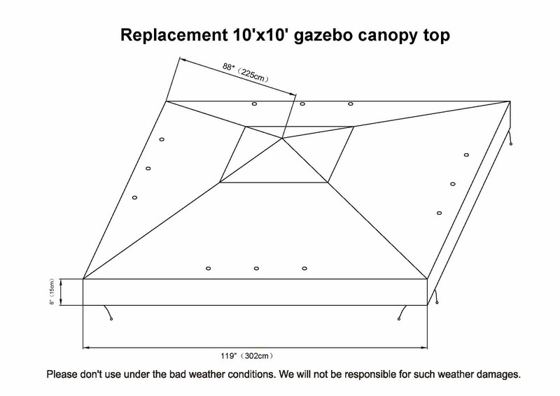 10 x 10ft Replacement Canopy ONLY Patio Pavilion Gazebo Sunshade Polyester Cover gallery