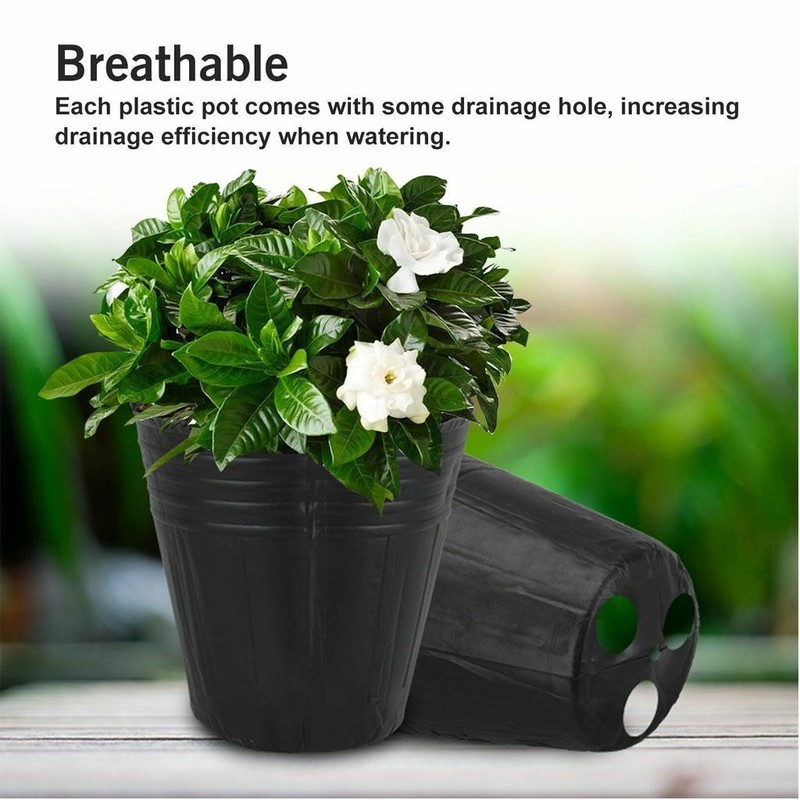 100 PACK NURSERY POTS Outdoor Vegetable Flower Plant Plastic Pot Garden 3 Sizes gallery