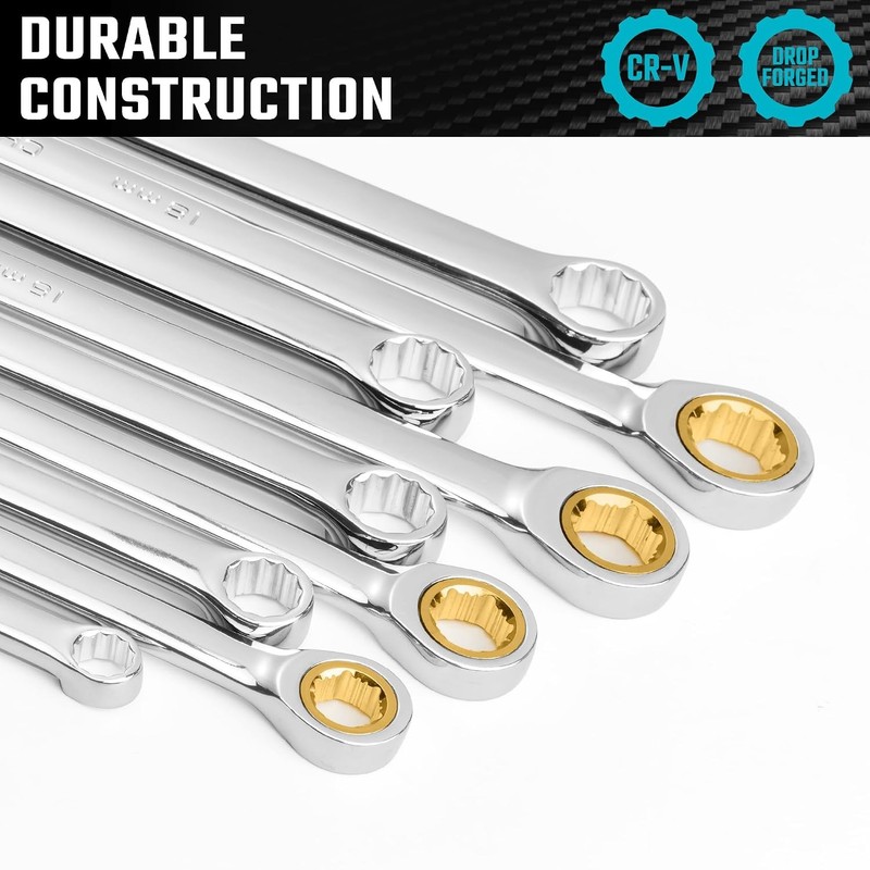 Extra Long Ratcheting Wrench Set, Double Box End Wrench Set with Anti Slip gallery