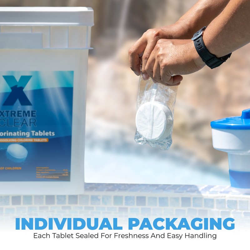 3 Inch Dissolving Stabilized Chlorine Swimming Pool Tablets 45 lbs gallery