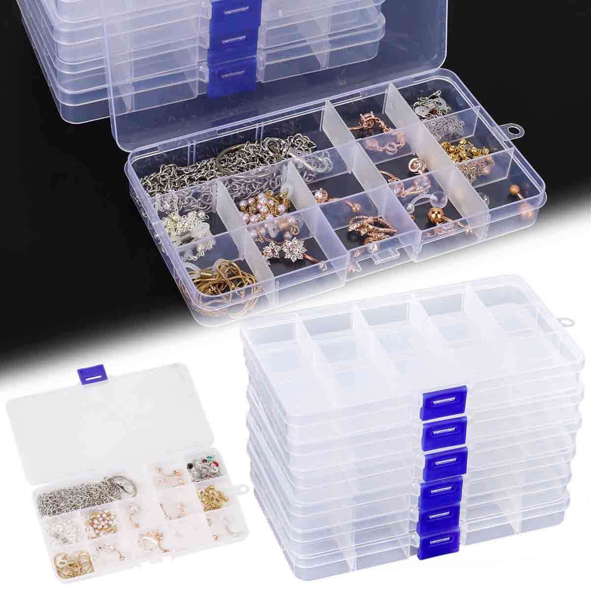 6Pcs Clear Jewelry Box Plastic Bead Storage Craft Container Earrings Organizer gallery