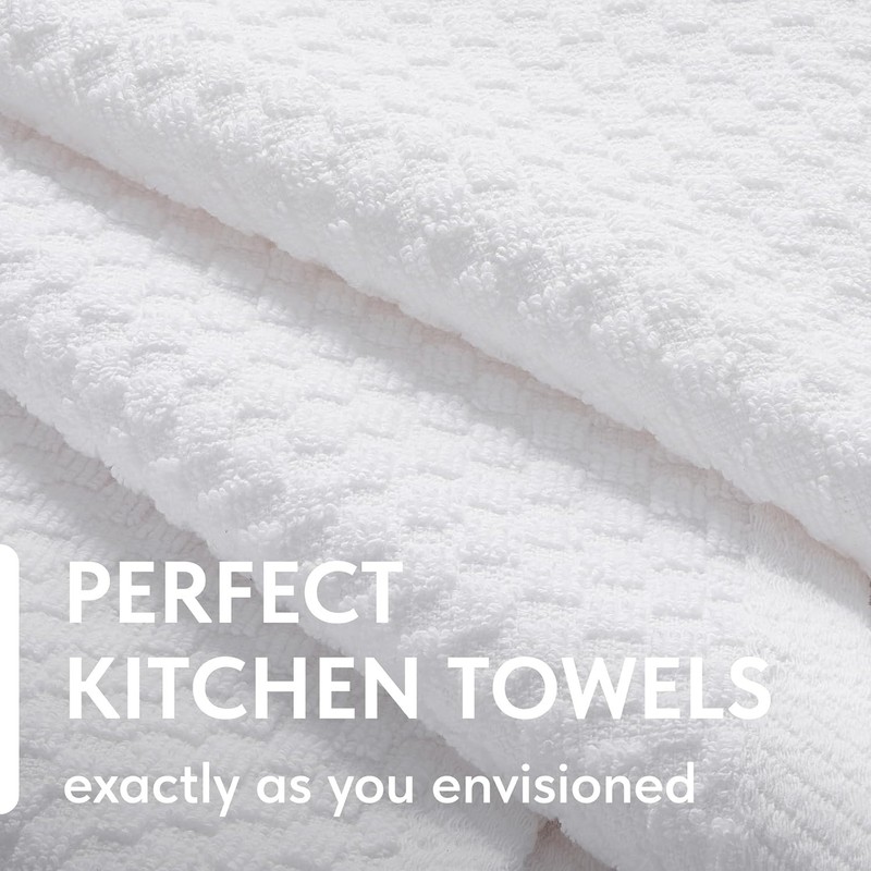12 Pack Super Absorbent 100% Cotton Kitchen Towels - 450GSM, Classic White gallery