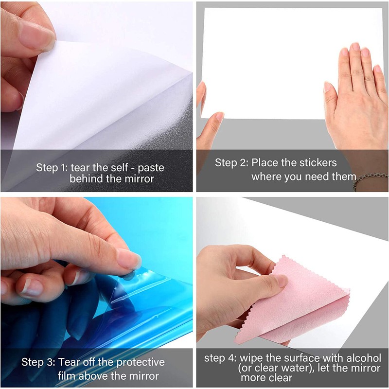 12Pcs 2-Size Self Adhesive Mirror Sheets Reflective Wall Sticker Film Home Decor gallery