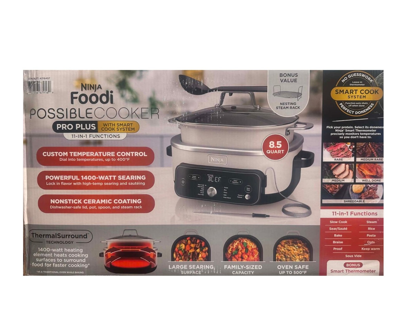 Ninja Foodi PossibleCooker PRO Plus 11-in-1 Smart Cook System White 30% Faster gallery
