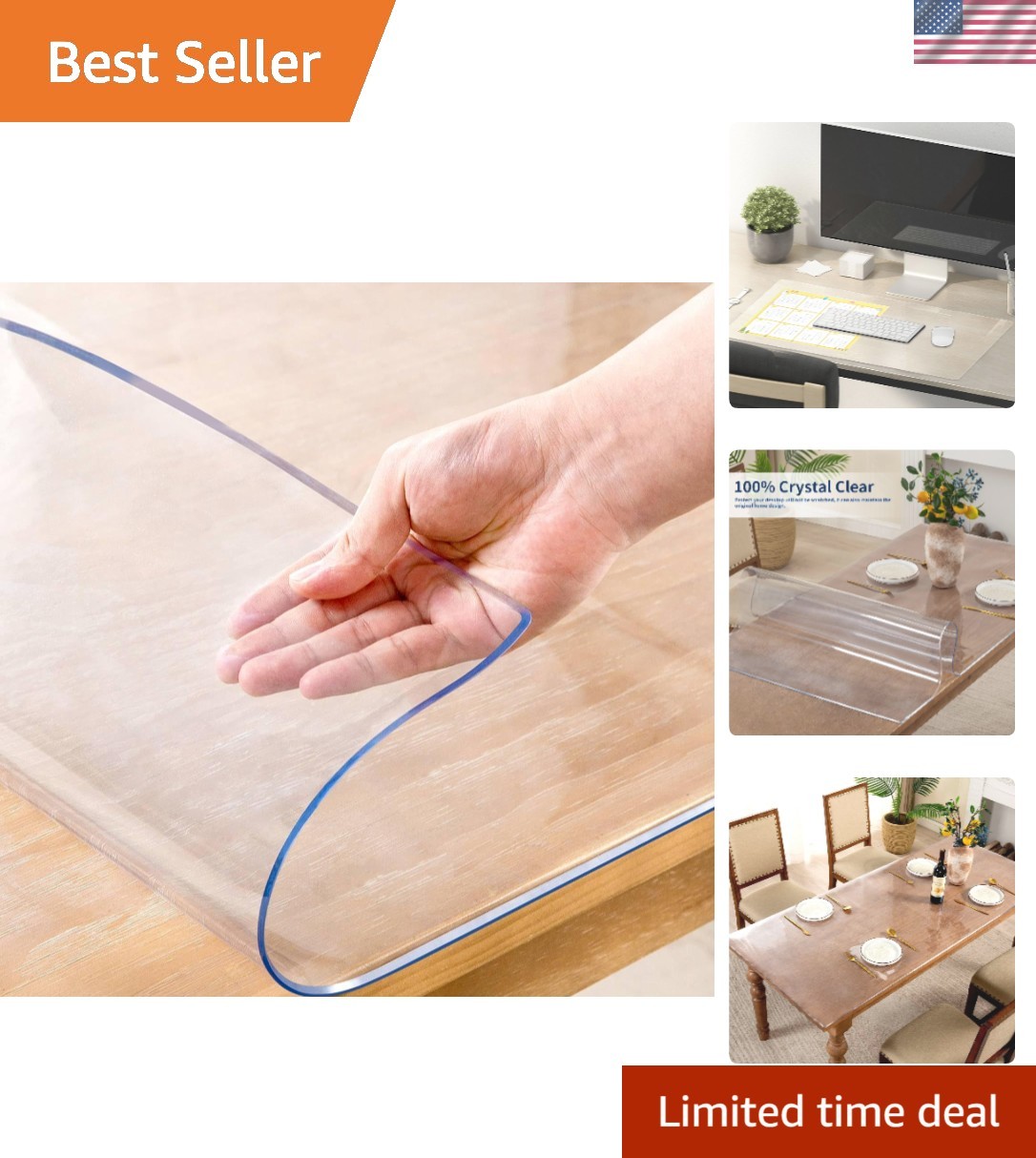 36 x 60 Inch Clear Table Cover, 2mm Thick Clear Protector, Waterproof Table P... gallery