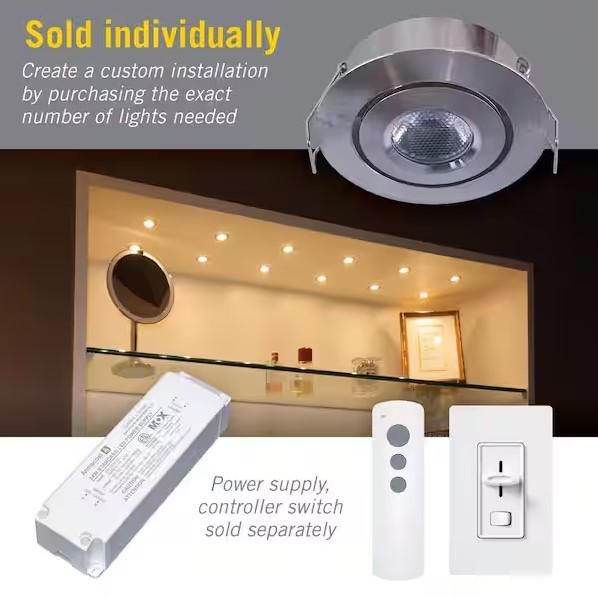 Armacost Lighting 2" Soft White Recessed LED Swivel Puck Light, Brushed Steel gallery