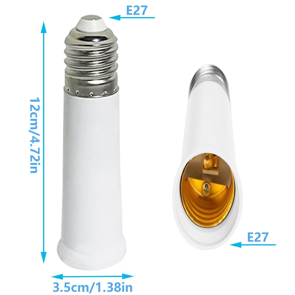 E26 Socket Extender, Standard Medium Base, 4.72 inch Extension white gallery