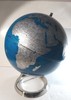 World Map Globe Midnight Blue & Silver 15" W/Inclination Mount/Chrome Metal Base gallery