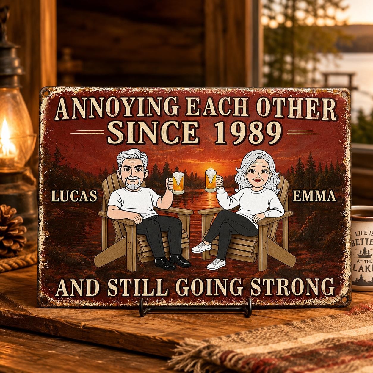 Personalized Annoying Each Other Metal Sign Anniversary Custom Name Sunset Decor gallery