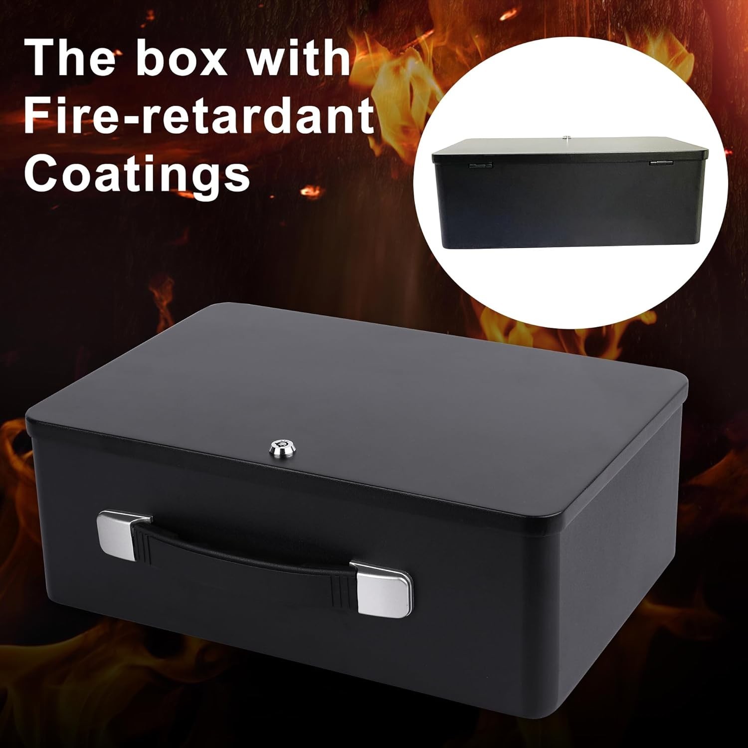 Fire Resistant Document Box with Key Lock Fireproof Safe Storge Security Chest gallery