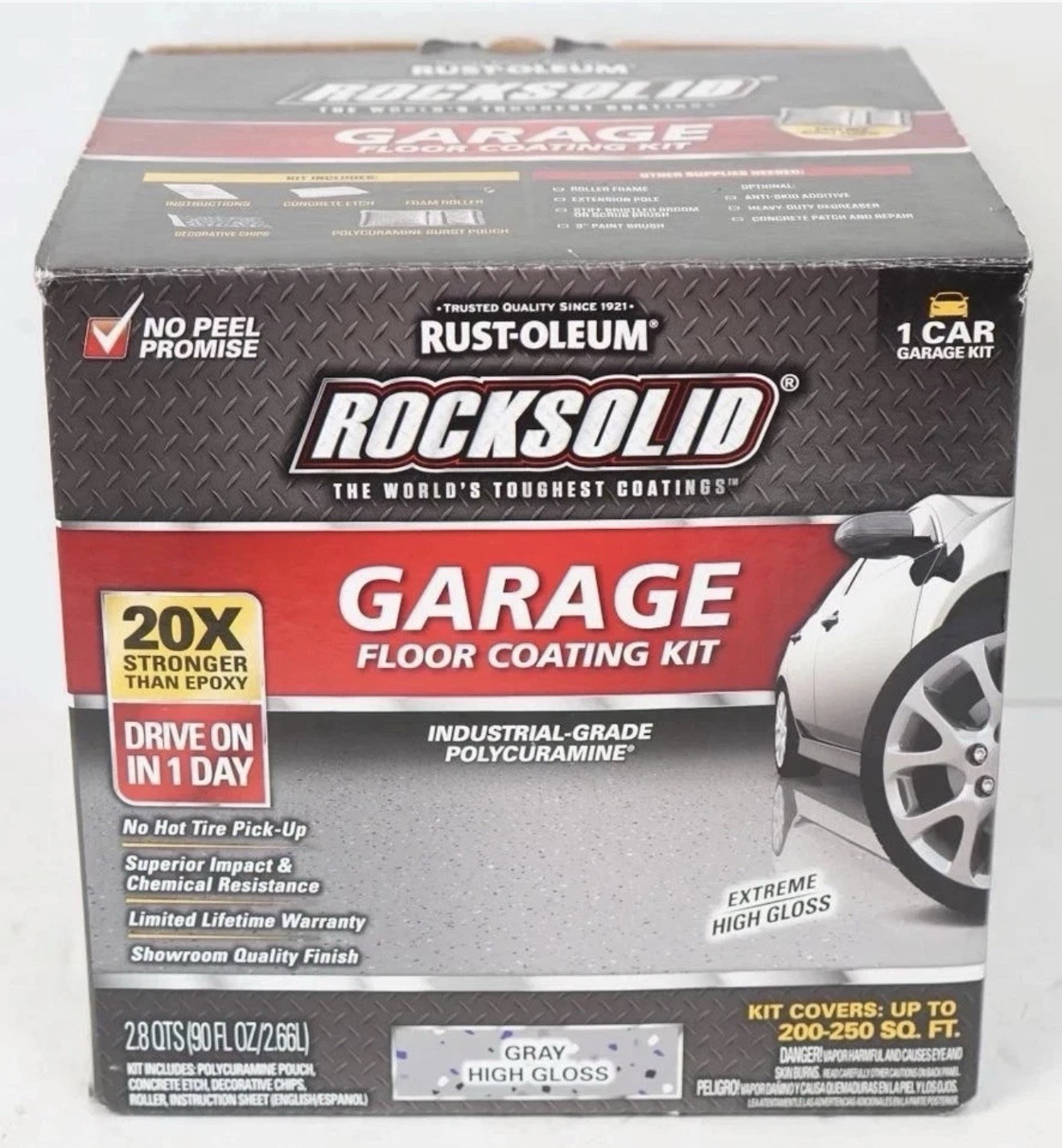RUST-OLEUM ROCKSOLID GRAY EXTREME HIGH GLOSS 1-CAR GARAGE FLOOR COATING KIT GREY gallery