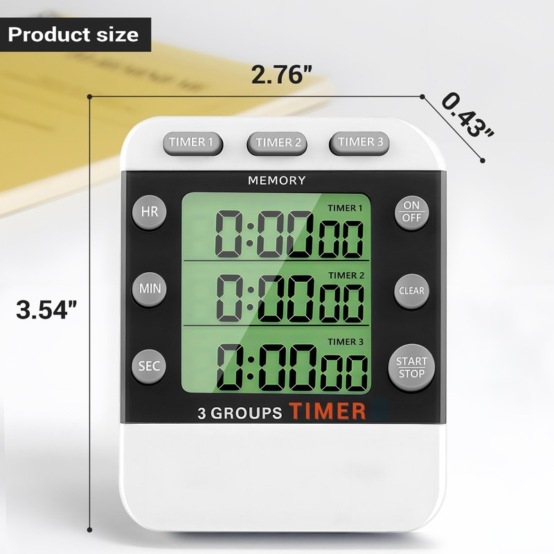Digital Dual Kitchen Timer, 3 Channels Count /Down Timer, Triple Cooking7077 gallery