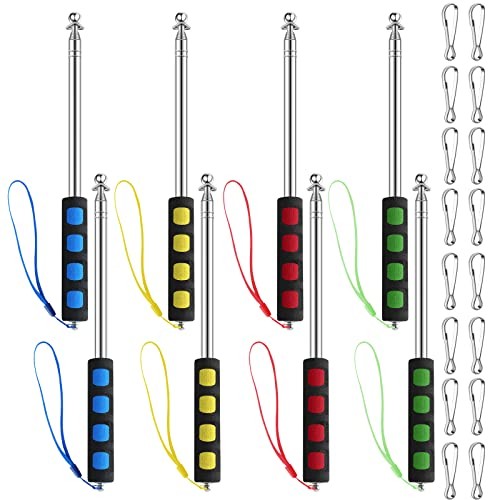 Zonon 8 Pcs Portable Retractable Flag Pole Assorted Color with Clips,5 ft gallery