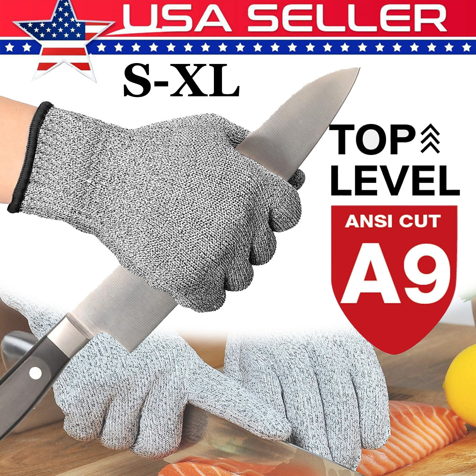 US Safety Cut Proof Stab Resistant Butcher Gloves Kitchen Level 5 Protection Hot gallery