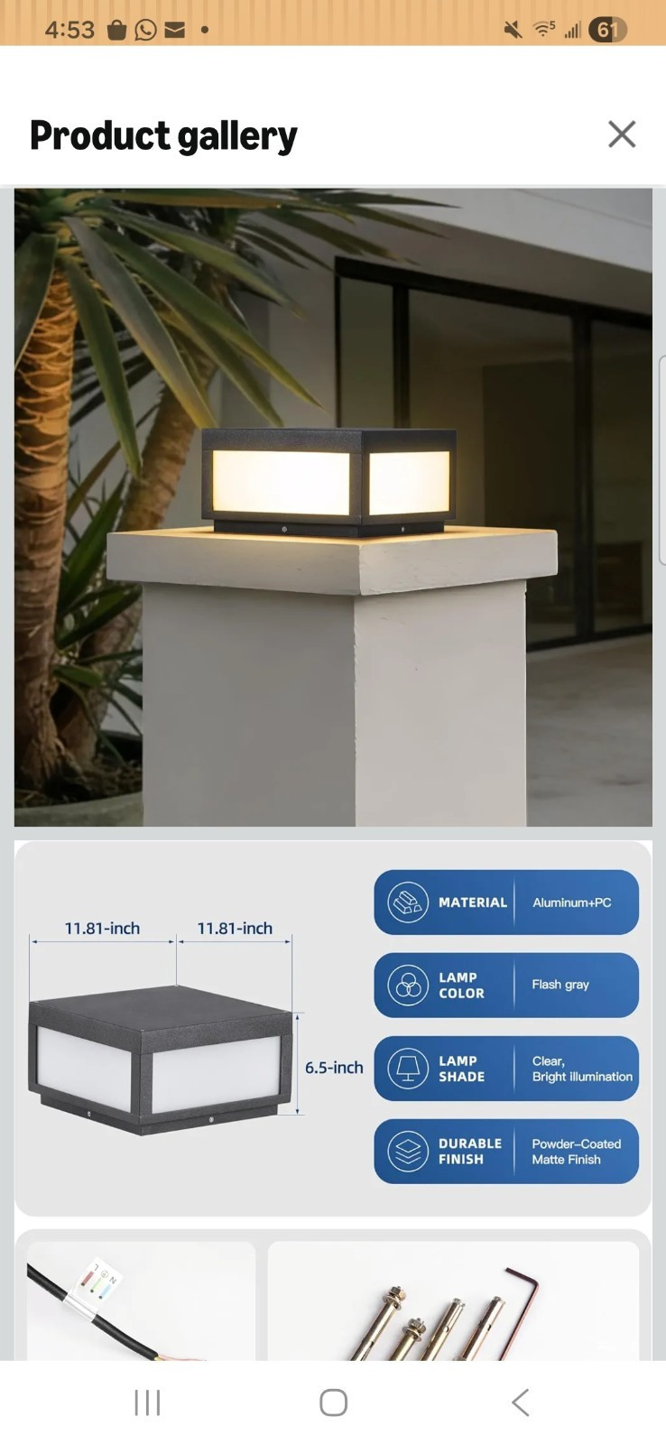 Modern Outdoor Waterproof Post Black Light IP54 Aluminum 11.81in x 6.5in gallery