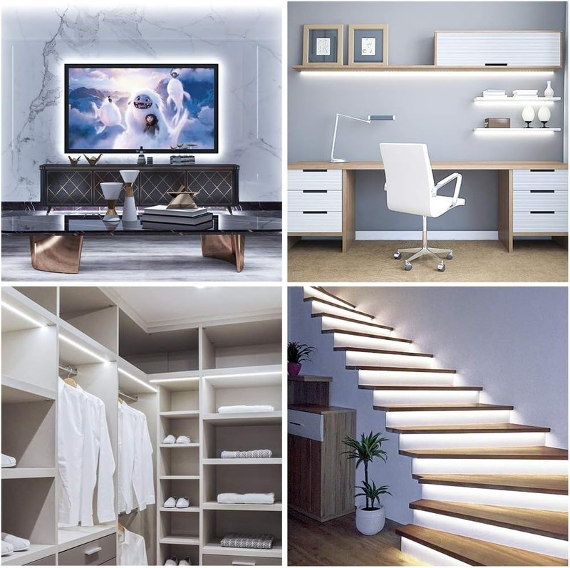 White LED Strip Lights 16.4ft Dimmable 6500K Bright Tape Lights Strong Adhesive gallery