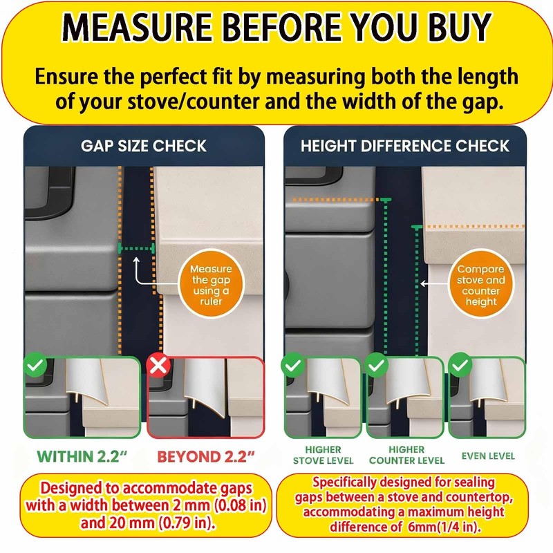 2 Pack Flexible Kitchen Stove Gap Covers, Silicone 21in&25in, White,25in gallery