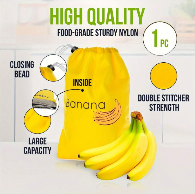 Yellow Banana Storage Bag - Prevent Ripeness, Washable Durable Fruit Organizer gallery