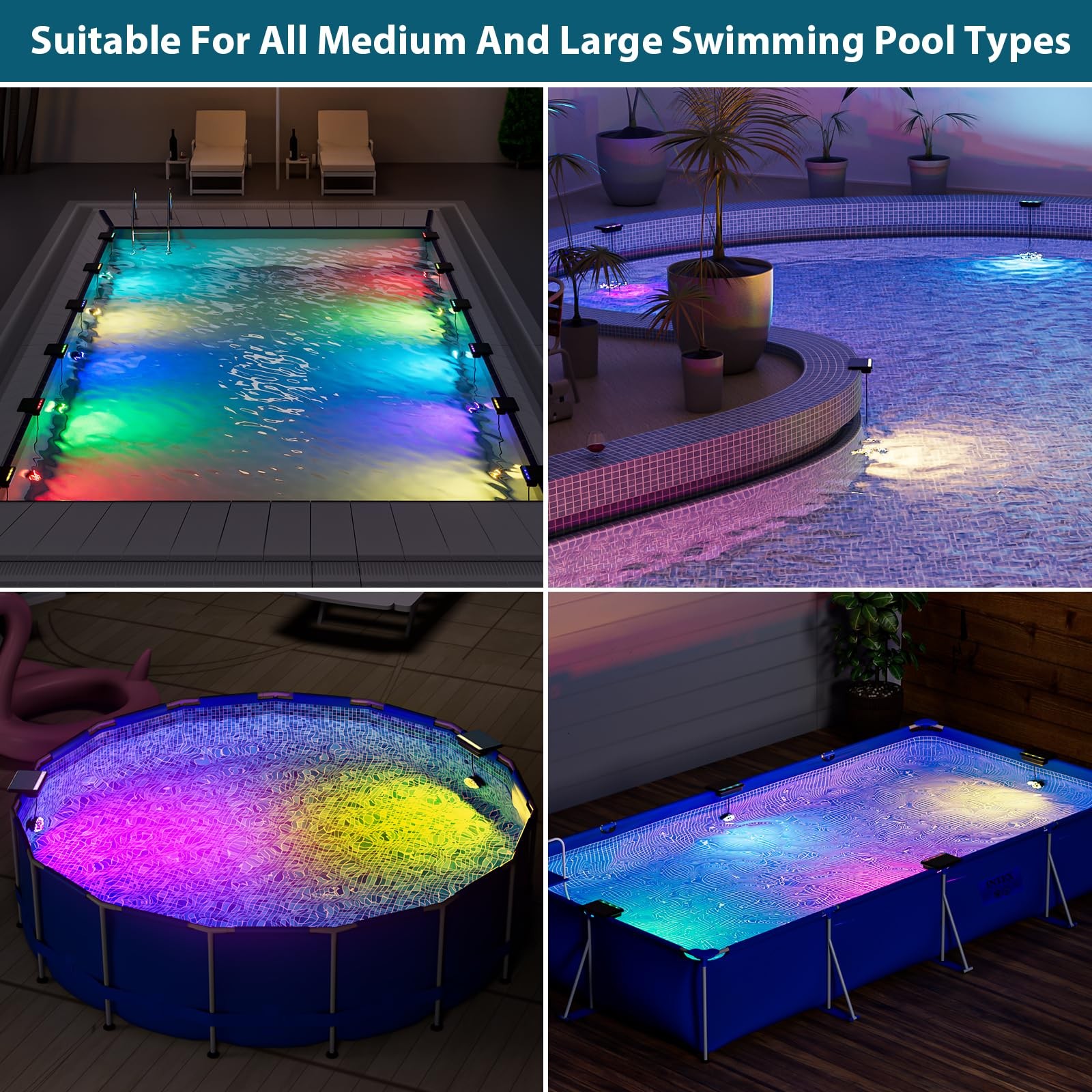 Solar Pool Lights, Submersible LED Pool Light with Remote, Underwater IP68 Wa... gallery