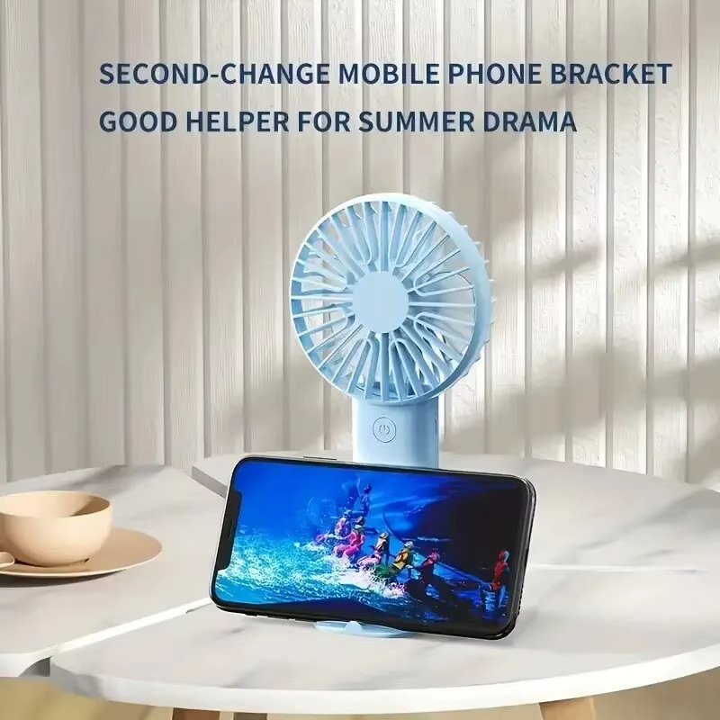 Mini USB Charging Handheld Fan Desktop Small Fan with Mobile Phone Holder Portab gallery