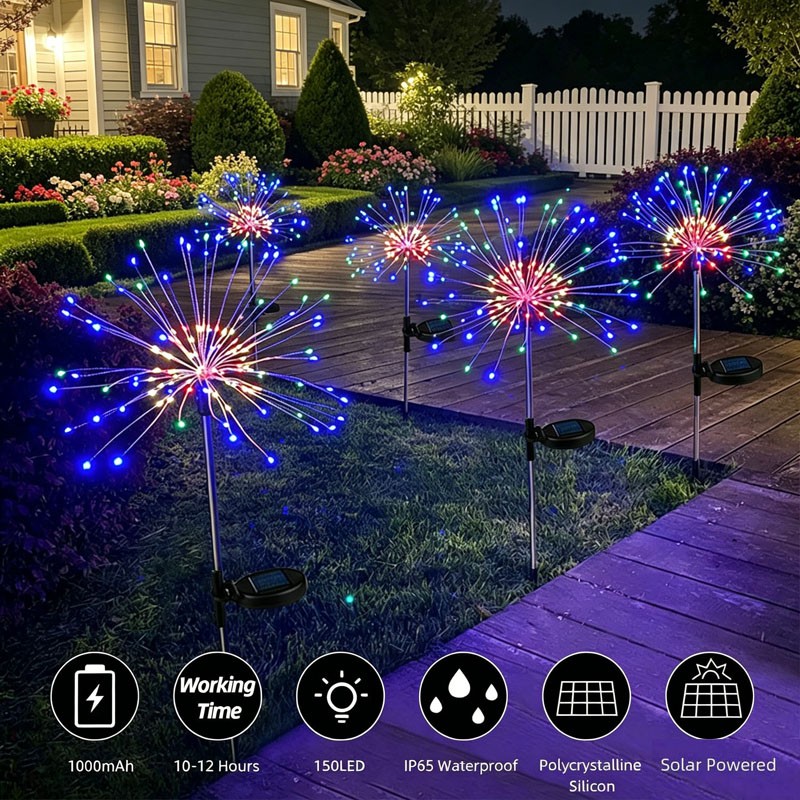 1-4Pack Garden Solar Firework Lights Outdoor Starburst Fairy Decor Lamp 150 LED gallery