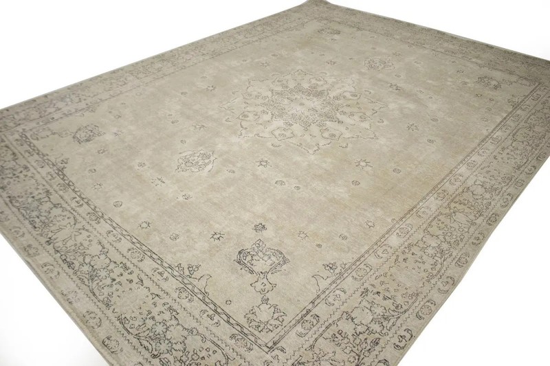 Muted Beige Antique Distressed Oriental Rug Classic Floral Carpet 9'5X12'5 ft gallery