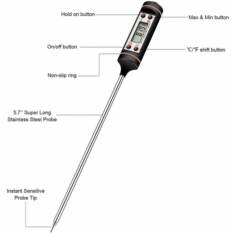 Instant Read Digital Meat Thermometer BBQ Grill Smoker For Kitchen Food Cooking gallery