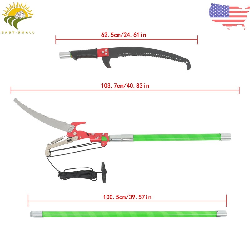 8-Section Telescoping Pole Saw Pruner 27ft Green Heavy-Duty Trimmer & Saw Head gallery