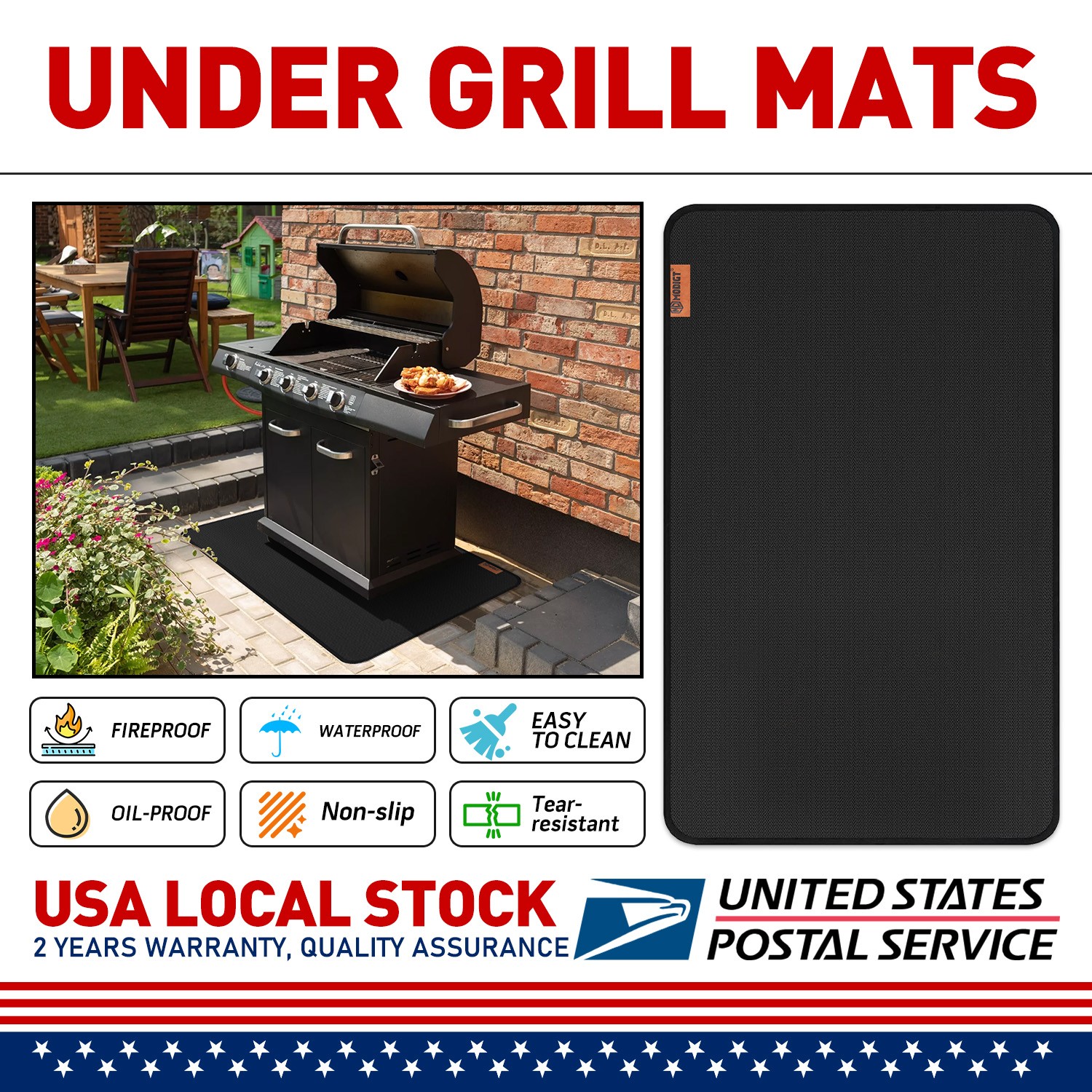 BBQ Gas Grill RUBBER Mat Pad Floor Protective Rug Outdoor 30" X 48"X 0.02" New gallery