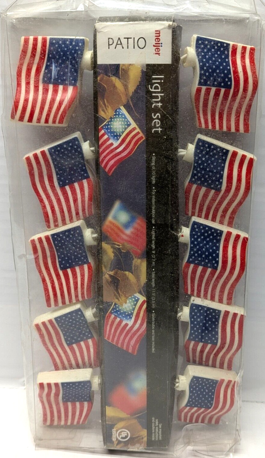 Meijer Branded American Flags 10 Light String Light Set 11' 5"L Tested gallery