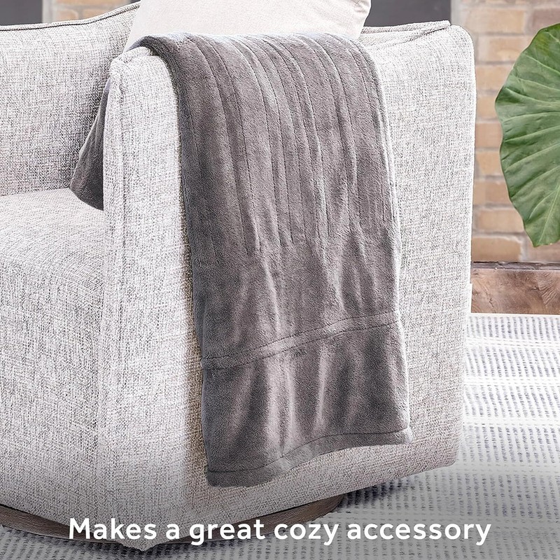 Sunbeam Heated Throw Blanket | Microplush, 3 Heat Settings, Sand - TSM8TS-R78... gallery