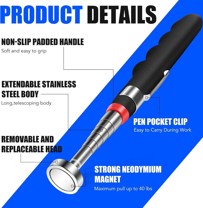 3PCS Telescoping Magnetic Pick Up Tool Extendable up to 31", 30lb 40lb 3Pcs gallery