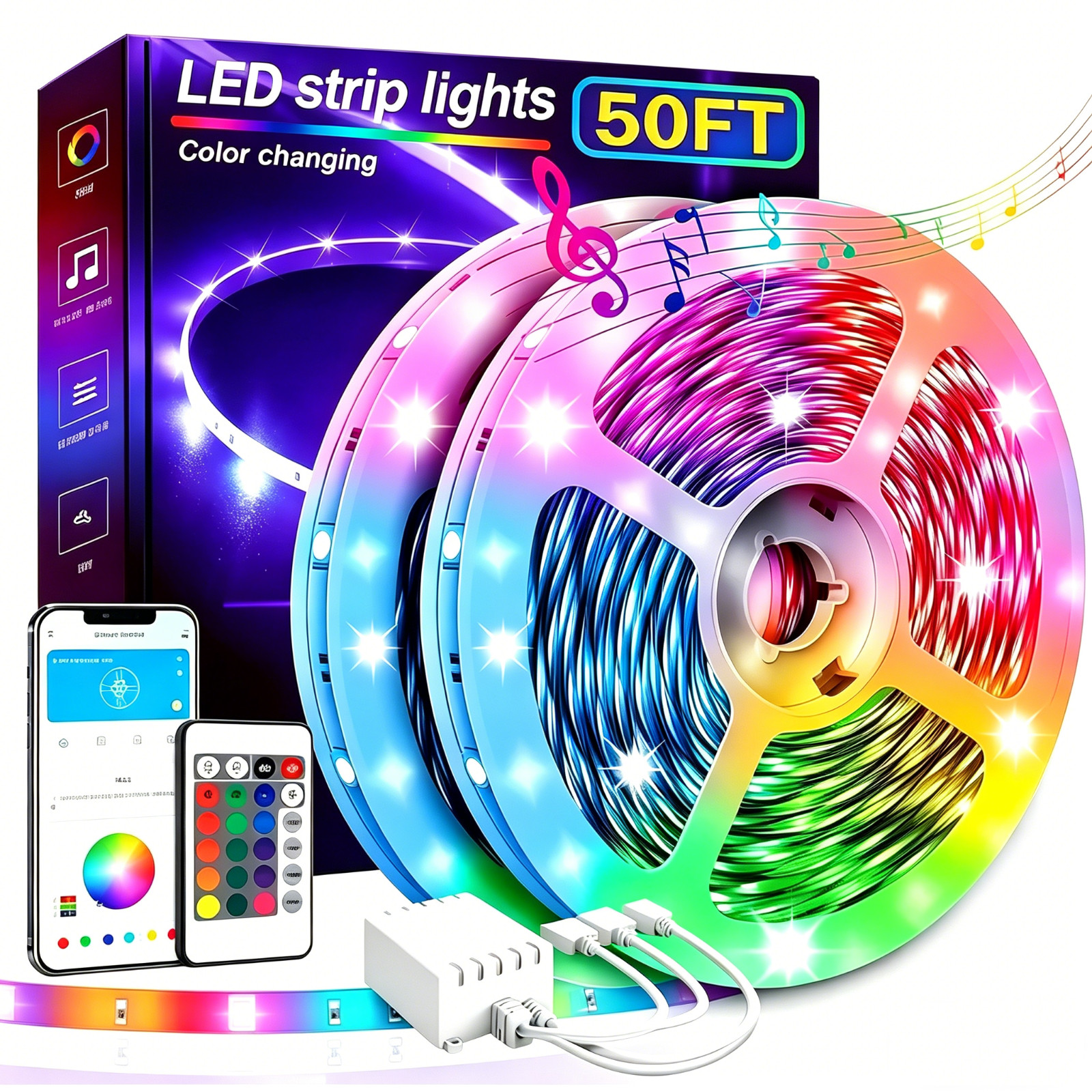50FT Waterproof LED Strip Lights, APP & Voice Control, RGB Outdoor Indoor Lights gallery