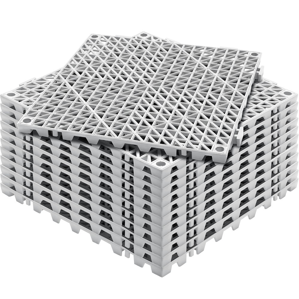 VEVOR Interlocking Drainage Floor Mat 12" x 12" PVC Non-Slip Floor Tiles 12 Pack