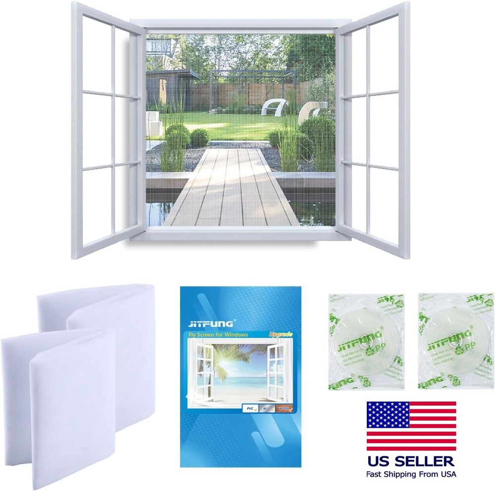 Window Screen Mesh Magic Curtain Self-Adhesive Fly Bug Insect Mosquito Net White