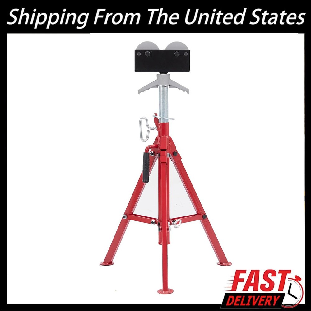 2500 lbs Roller Head Pipe Stand Foldable Jack Stand 28"-52" Height 12 in Load US