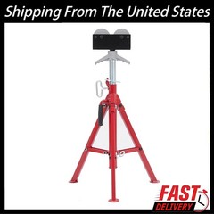 2500 lbs Roller Head Pipe Stand Foldable Jack Stand 28″-52″ Height 12 in Load US