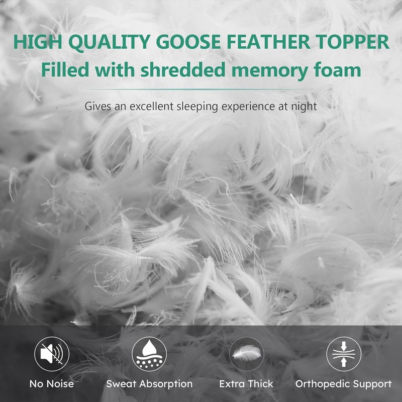 5 Inch Goose Duck Feather Bed Extra Thick Mattress Topper Pillowtop Cotton Gray gallery