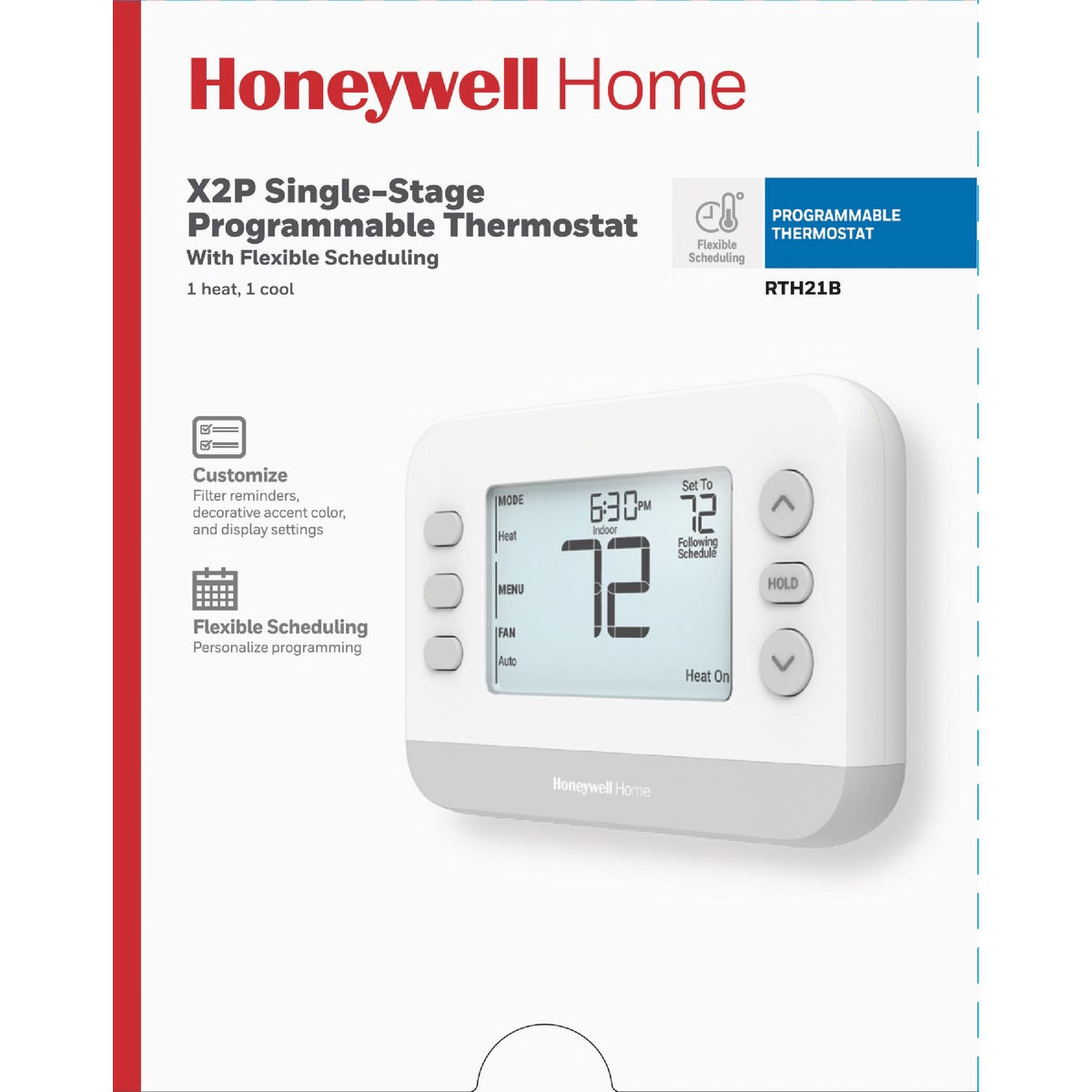Honeywell Home X2P Programmable Thermostat, Single-Stage, 1-Heat/1-Cool gallery