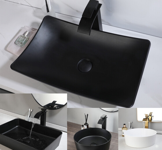 Stone Bathroom Rectangle Vanity Vessel Sink Above Counter Basin & Drain Faucet gallery