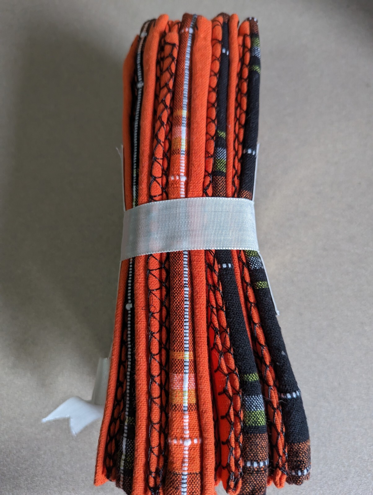 MAX STUDIO Set Of 8 Black/ Orange Plaid Dinner Napkins Cotton 18"x 18" New gallery