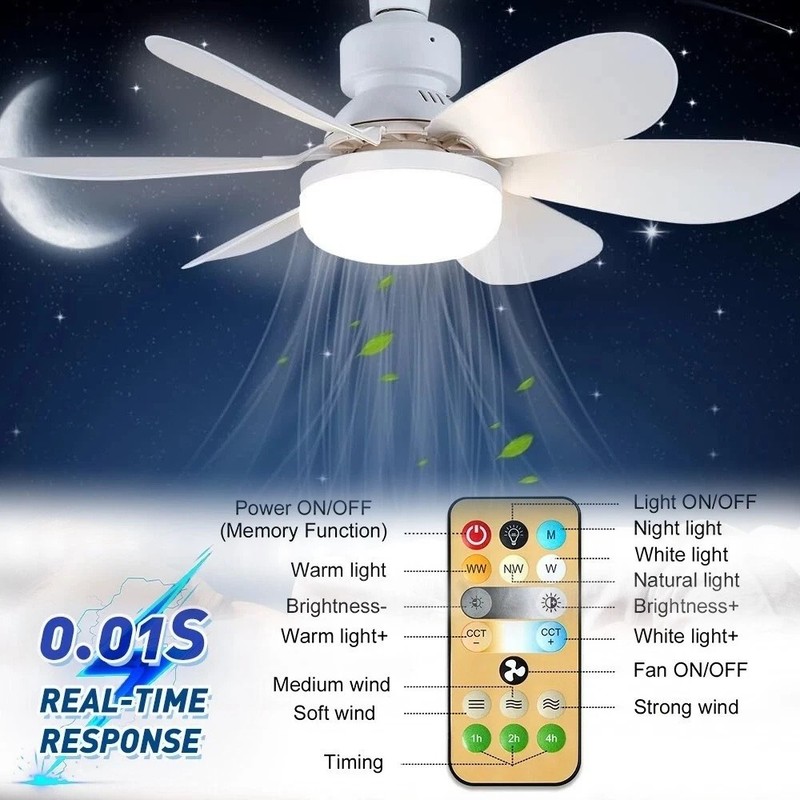Socket Ceiling Fans with Lights and Remote- Socket Fan light with Dimmable Led gallery