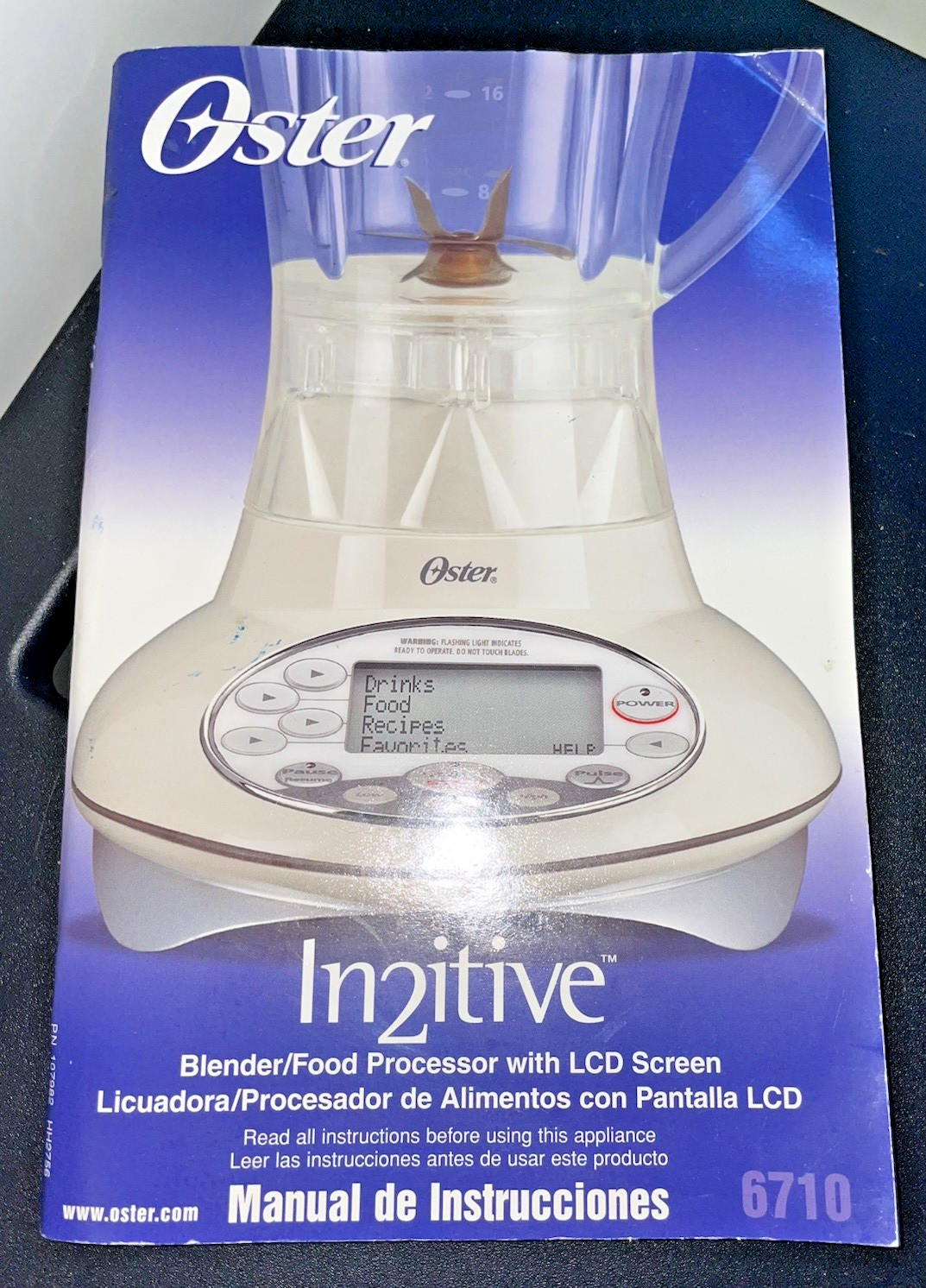 Oster 6710In2itive *USER MANUAL/RECIPES ONLY!* Blender/Food Processor LCD screen gallery