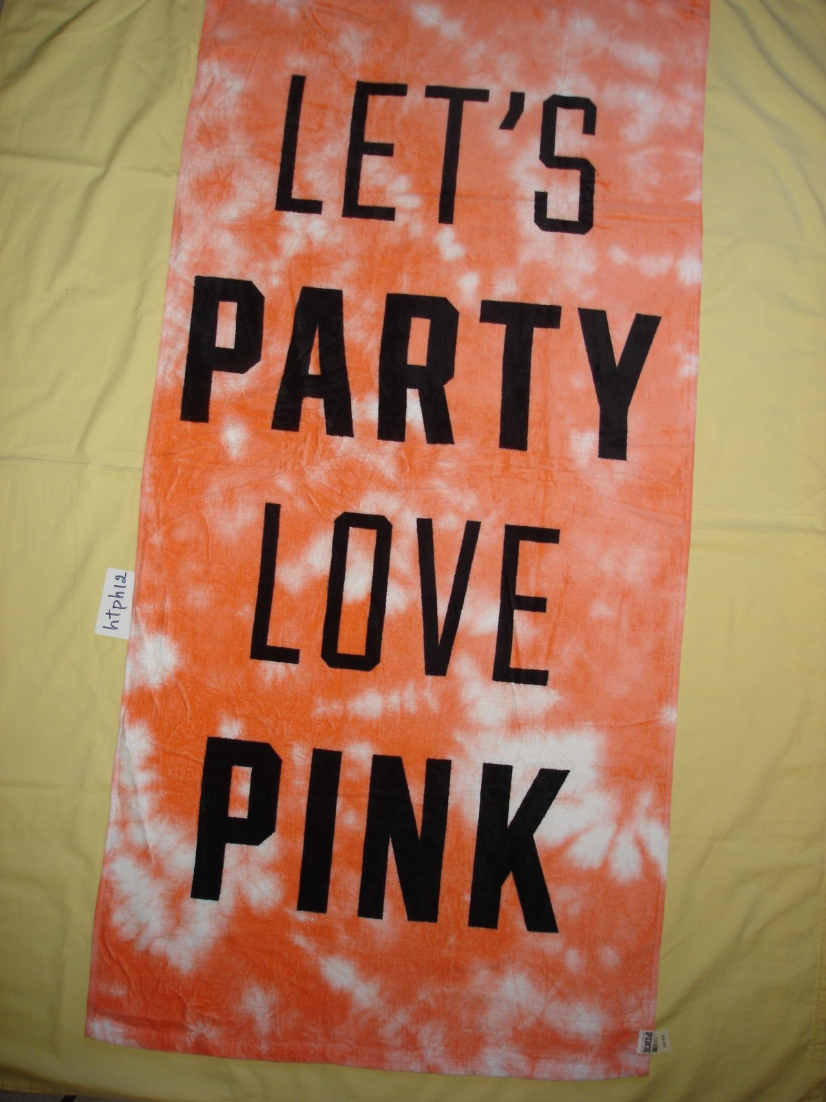 NWT New Victoria's Secret Pink Lets Party Large Beach Towel Tie Dye 58" x 28" gallery