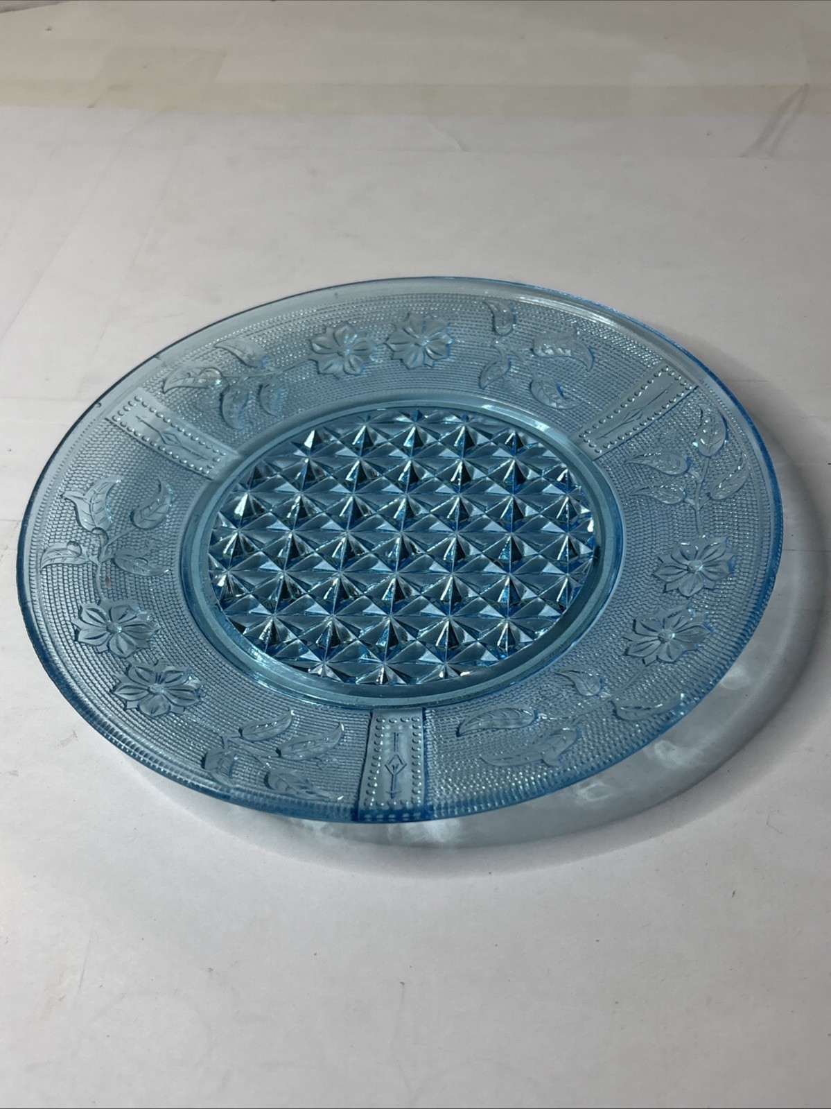 Beautiful Blue Primrose Sparkling EAPG Canton Glass Co 1880s Antique Rare 7” gallery
