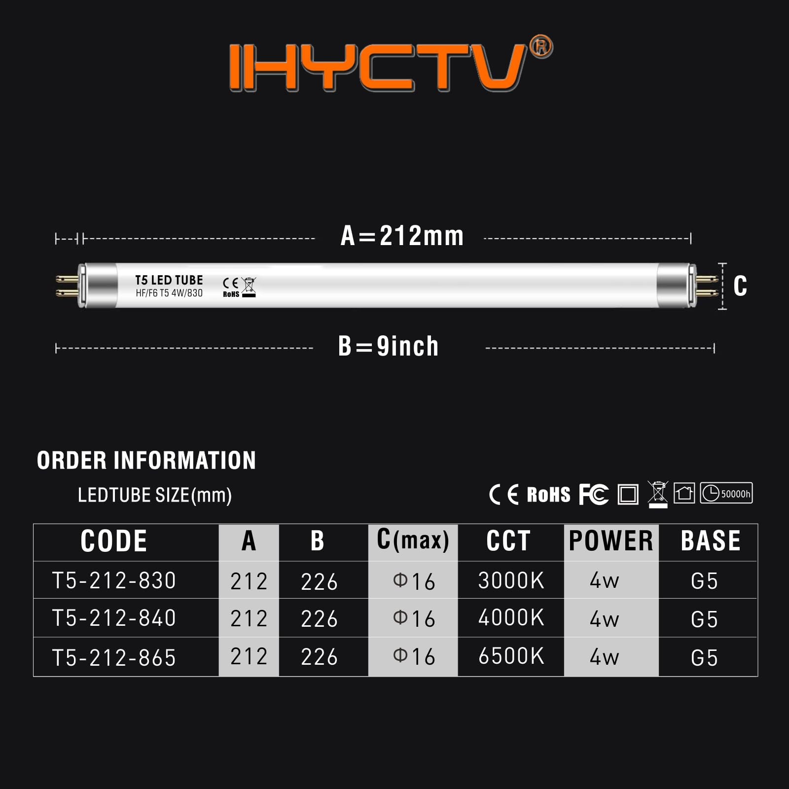 F6T5WW LED T5 Tube 4W 9 inch Linear Fluorescent Bulb , 520 Lumen, 3000 Kelvin... gallery