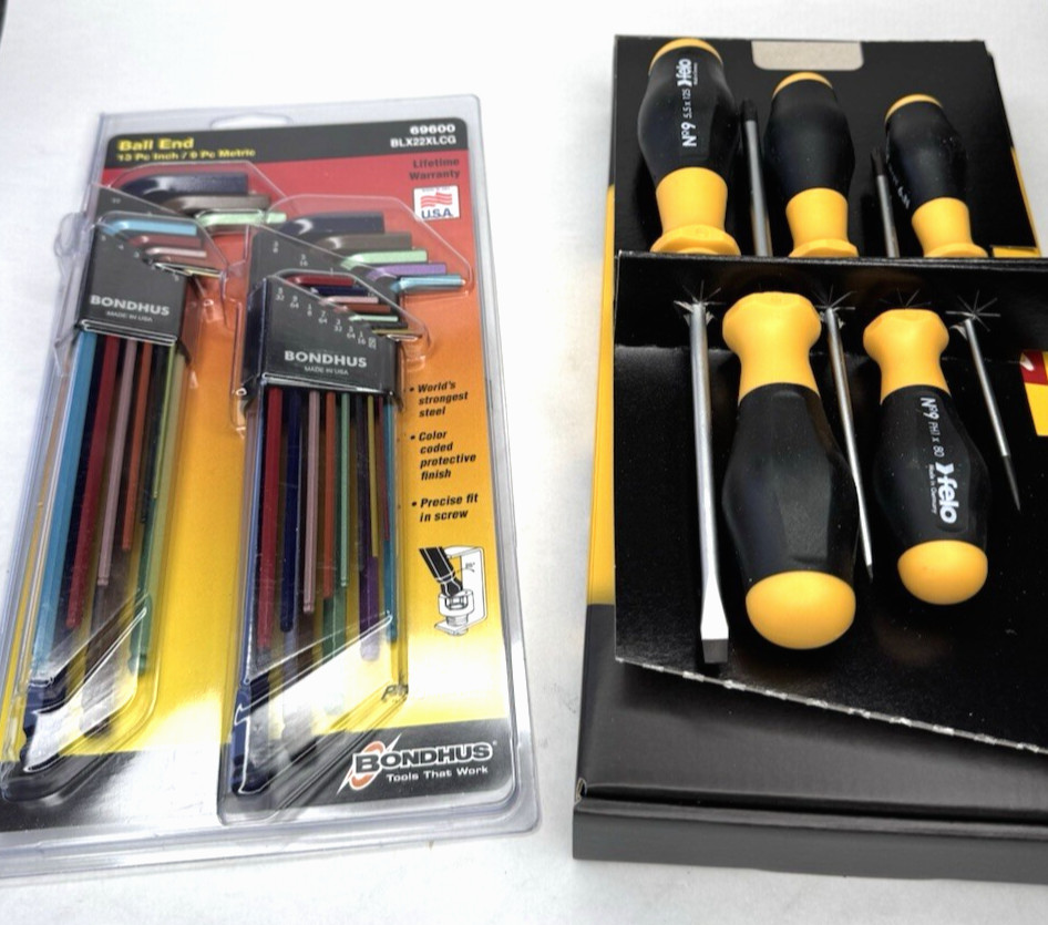 Bondhus 22pc Color Hex Key Set Ball End Metric & SAE #69600 & Free Gift !!!! gallery