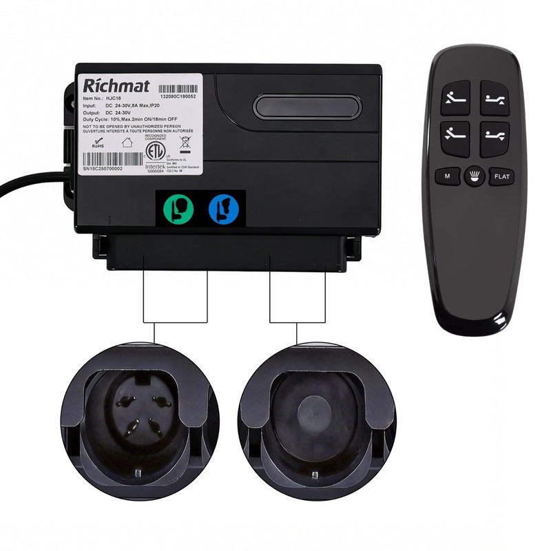 Adjustable Bed Control Box with Remote Replacement - 4 Pin Head & Foot Motor gallery